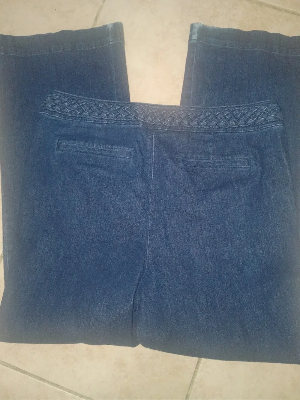 Charter Club Braided-Waist Wide-Leg Jeans in Deep Blue